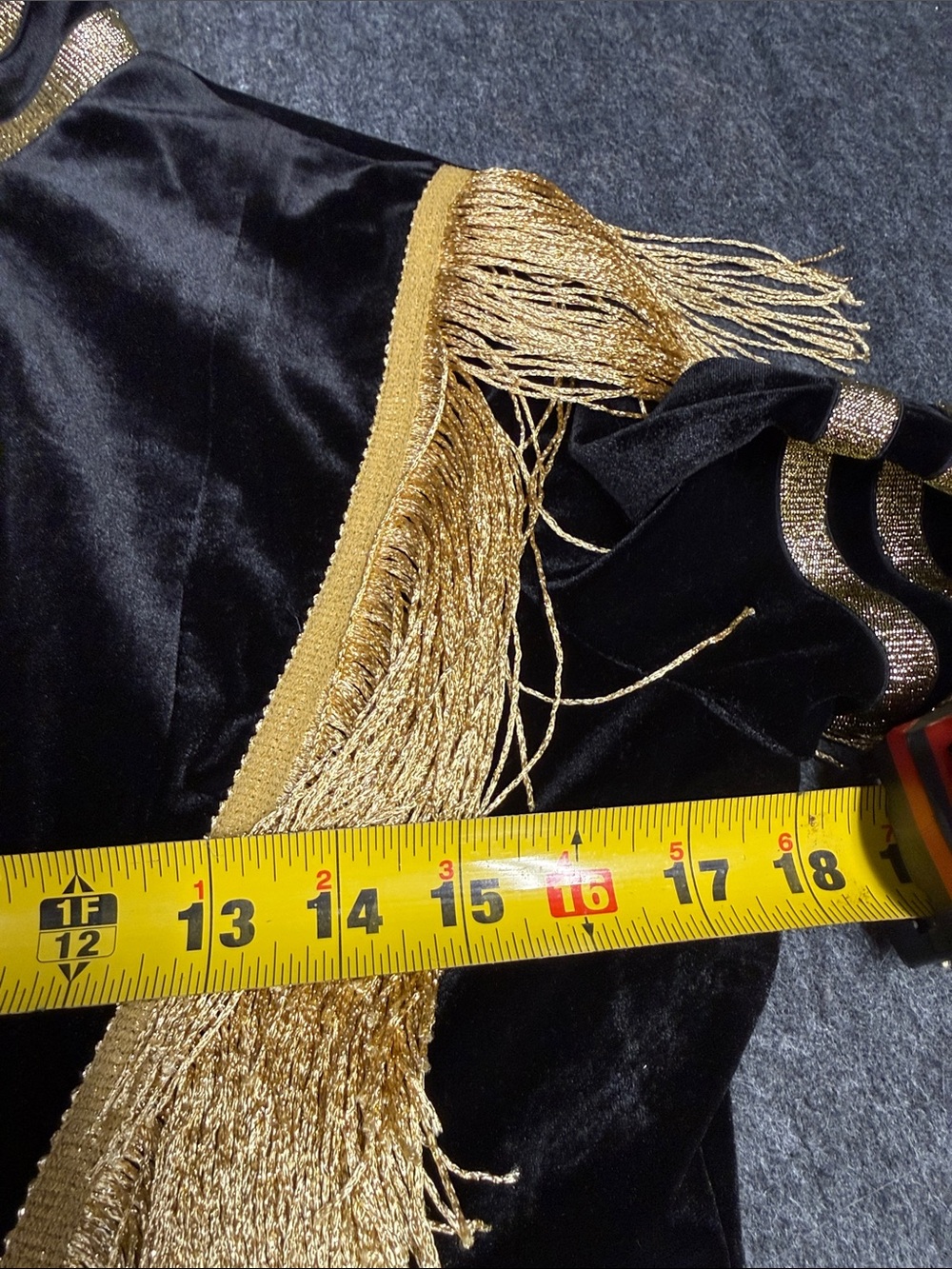 California Jacket Fringed Military-Style Cropped Blazer in Black and Gold - Picture 8 of 10